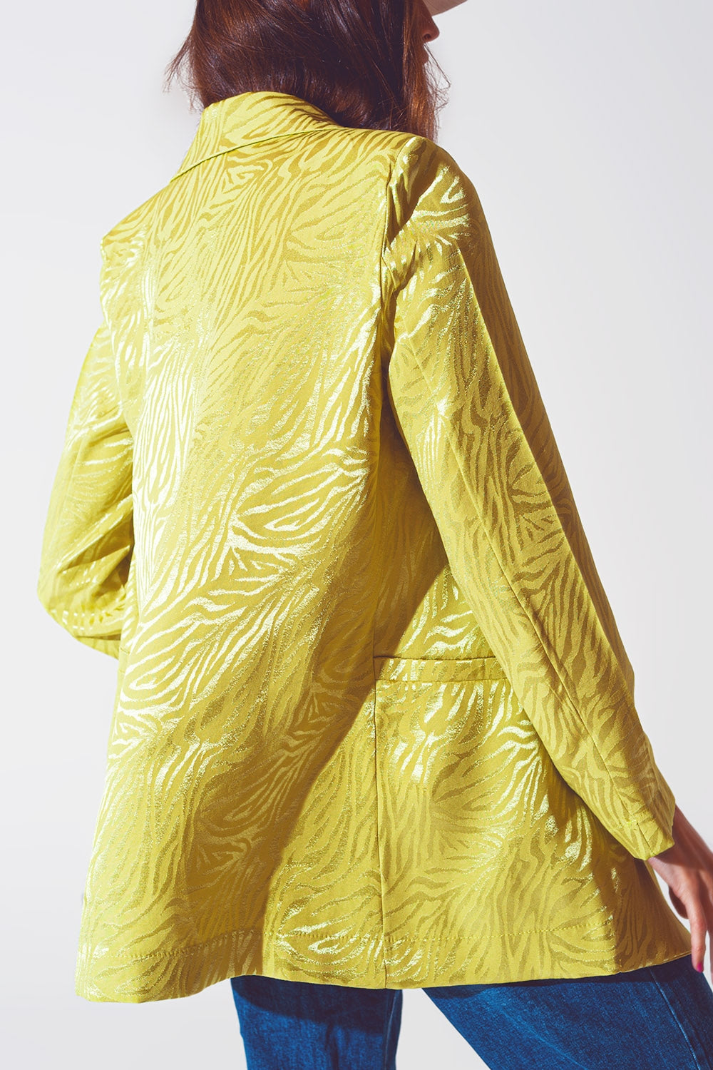 Blazer de estampado de cebra oversize en verde