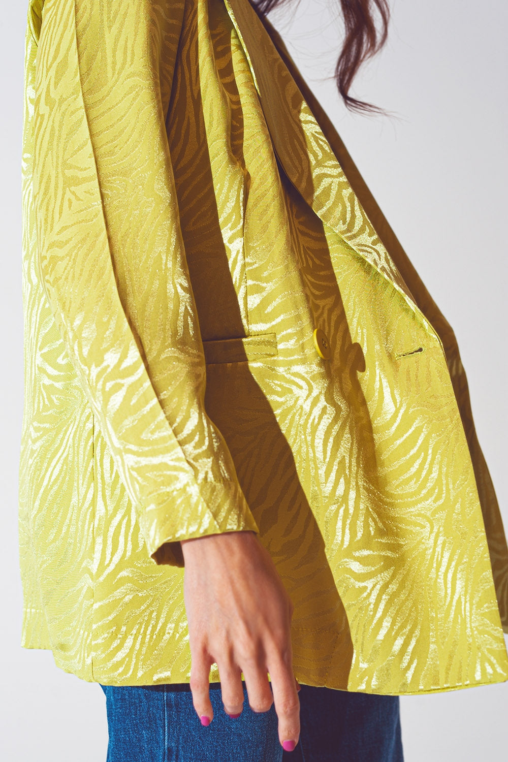 Blazer de estampado de cebra oversize en verde