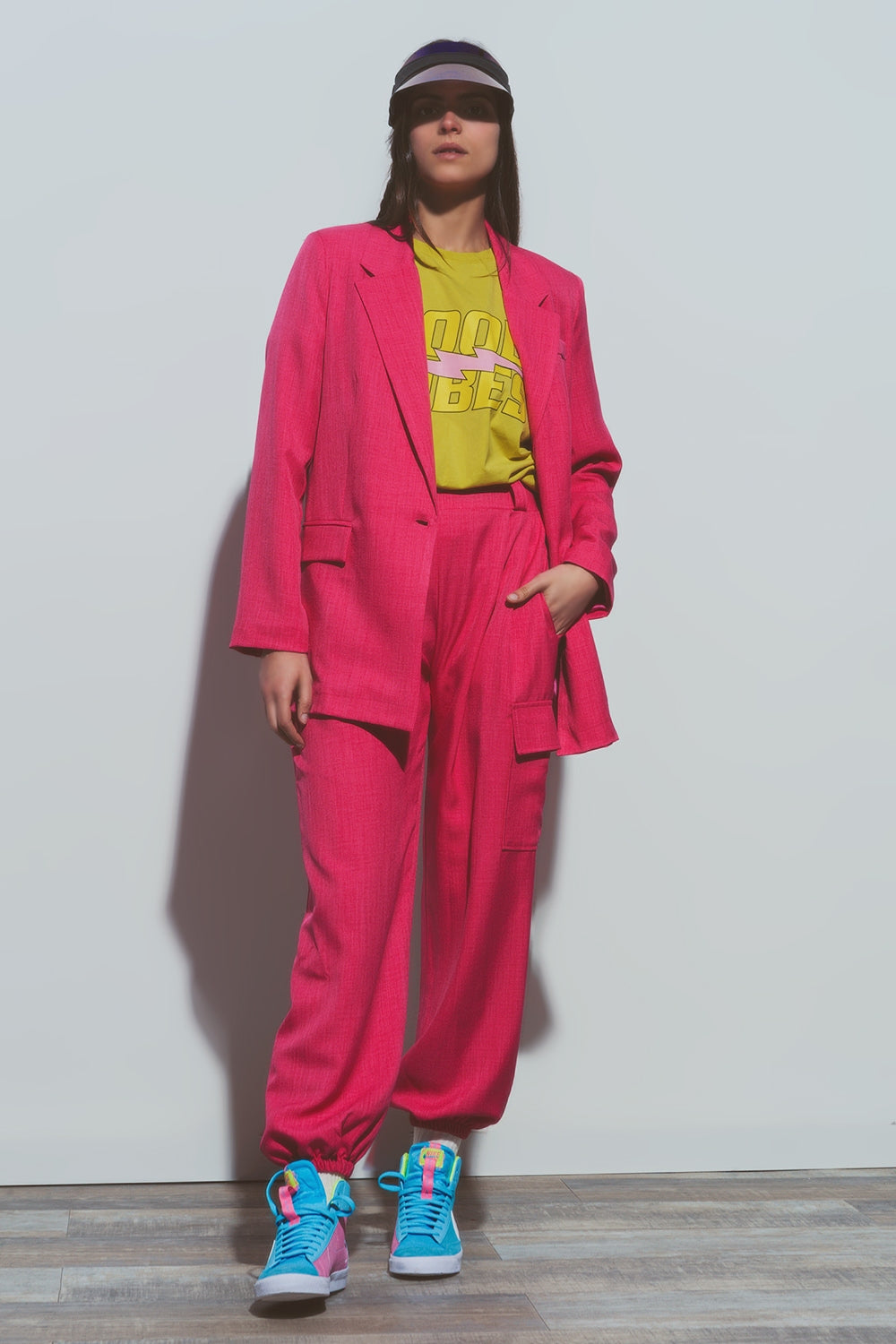 Blazer oversize texturizado en rosa