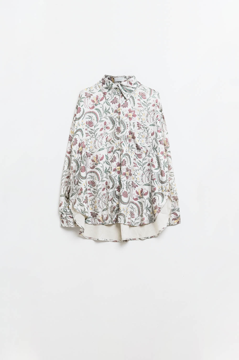 Blusa de satén con estampado de flores en gris
