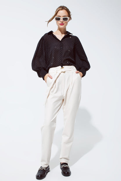 Blusa en negro con detalle de strass