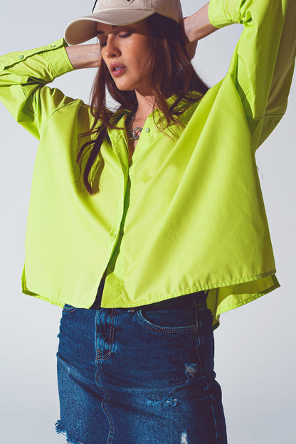 Q2 Blusa holgada en verde lima