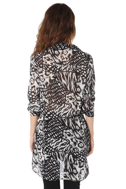 Blusa larga de gasa con estampado animal