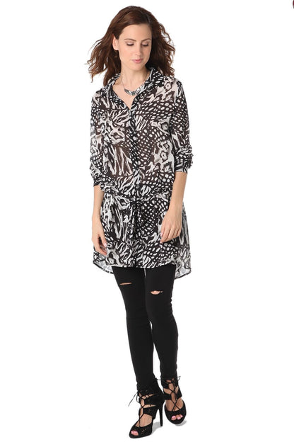 Blusa larga de gasa con estampado animal