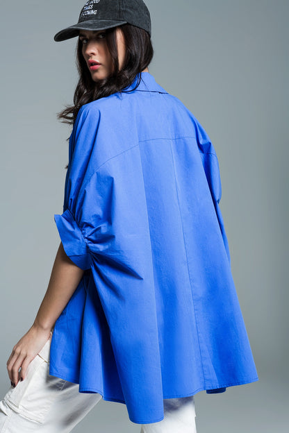 Blusa oversize azul de manga corta