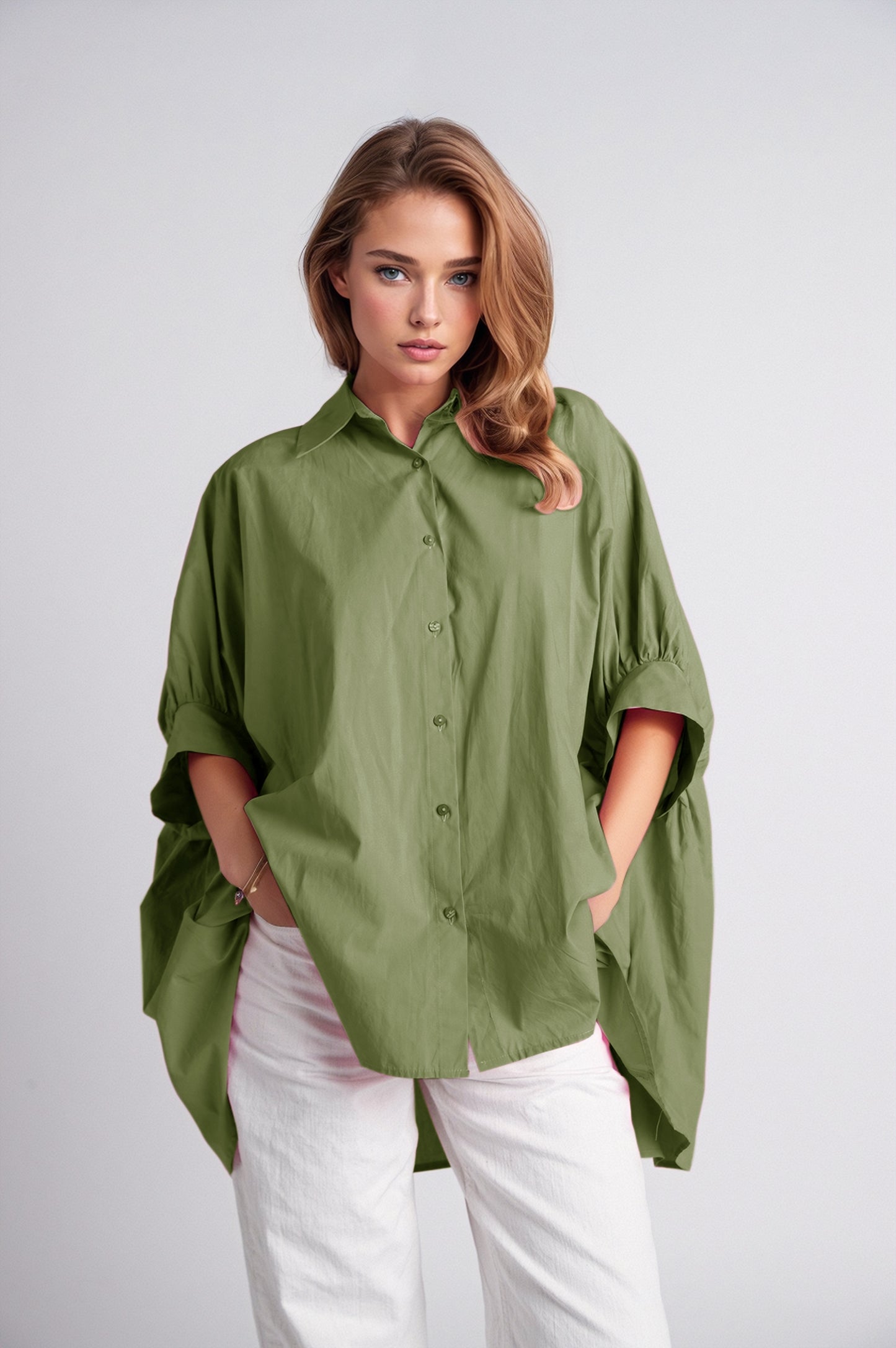 Blusa oversize verde de manga corta