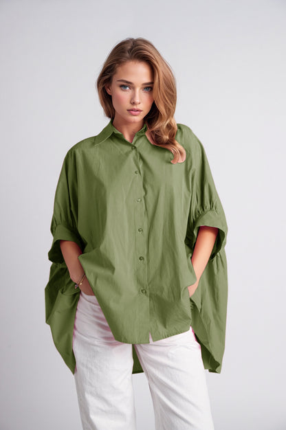 Blusa oversize verde de manga corta