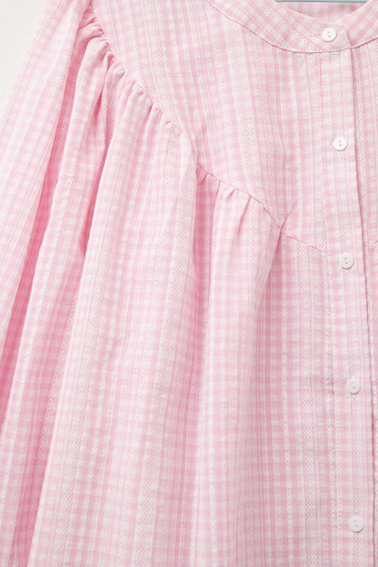 Blusa Sin Cuello De Manga Ancha De Guinga Rosa Pálido