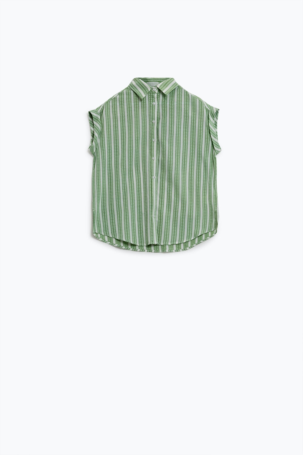 Blusa verde de rayas verticales y manga corta
