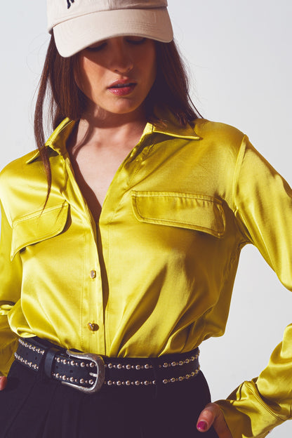 Blusa verde lima de saten