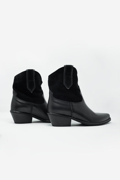 Botas estilo oeste con tacón medio en negro