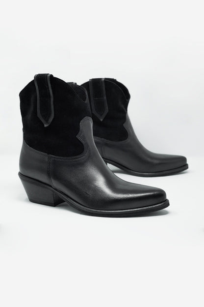 Botas estilo oeste con tacón medio en negro