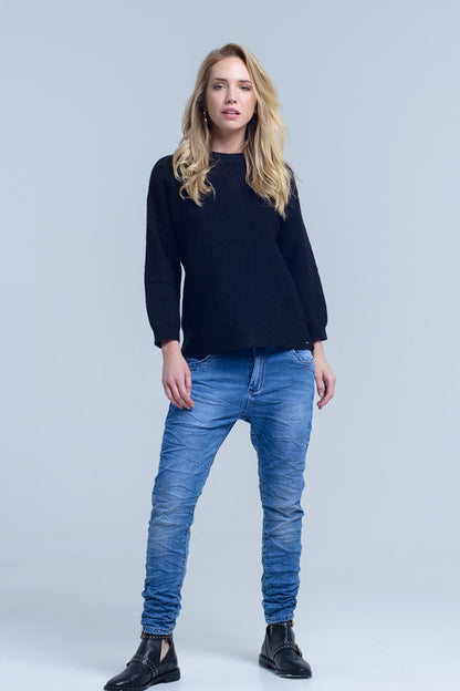 Boyfriend jean con detalle de bolsillo con cremallera