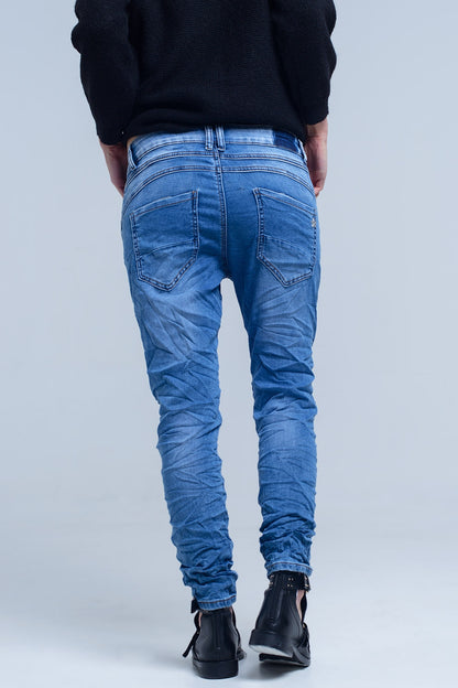 Boyfriend jean con detalle de bolsillo con cremallera