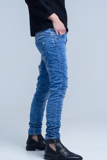 Boyfriend jean con detalle de bolsillo con cremallera
