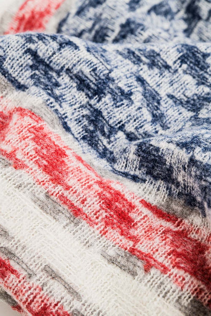 Bufanda americana estilo Houndstooth en blanco rojo y azul