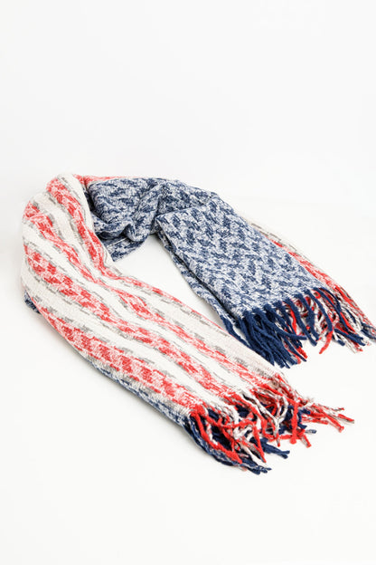 Bufanda americana estilo Houndstooth en blanco rojo y azul