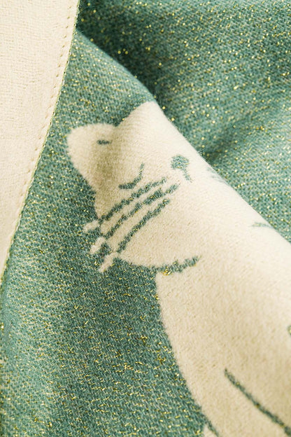 Bufanda ancha verde agua con estampado de gatos