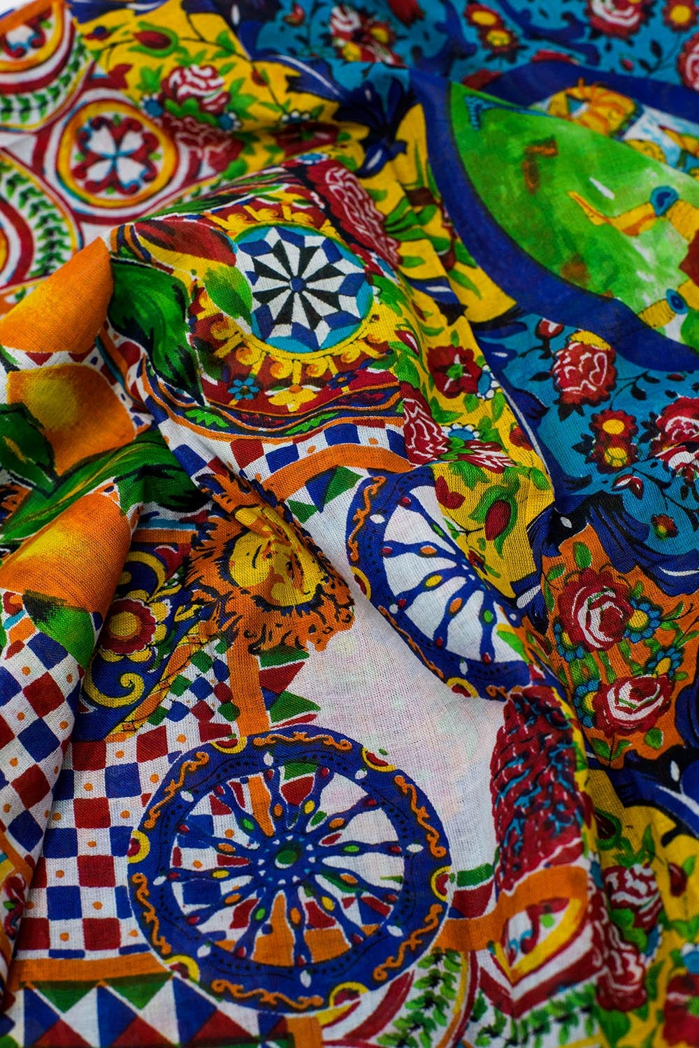 Bufanda de seda con estampado abstracto multicolor