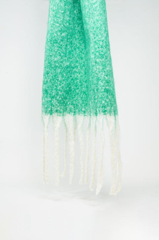 Q2 Bufanda Mullticolores Chunly Knit en rayas multicolor en verdes y azules