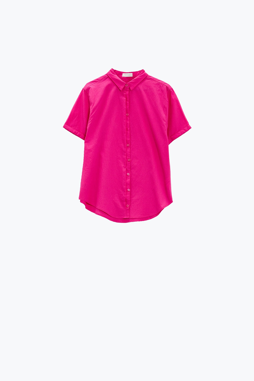 Camisa abotonada de manga corta en fucsia