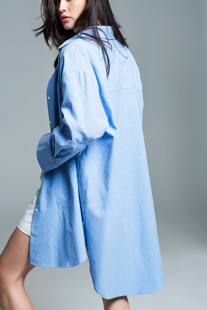 Camisa azul claro 3/4 boyfriend