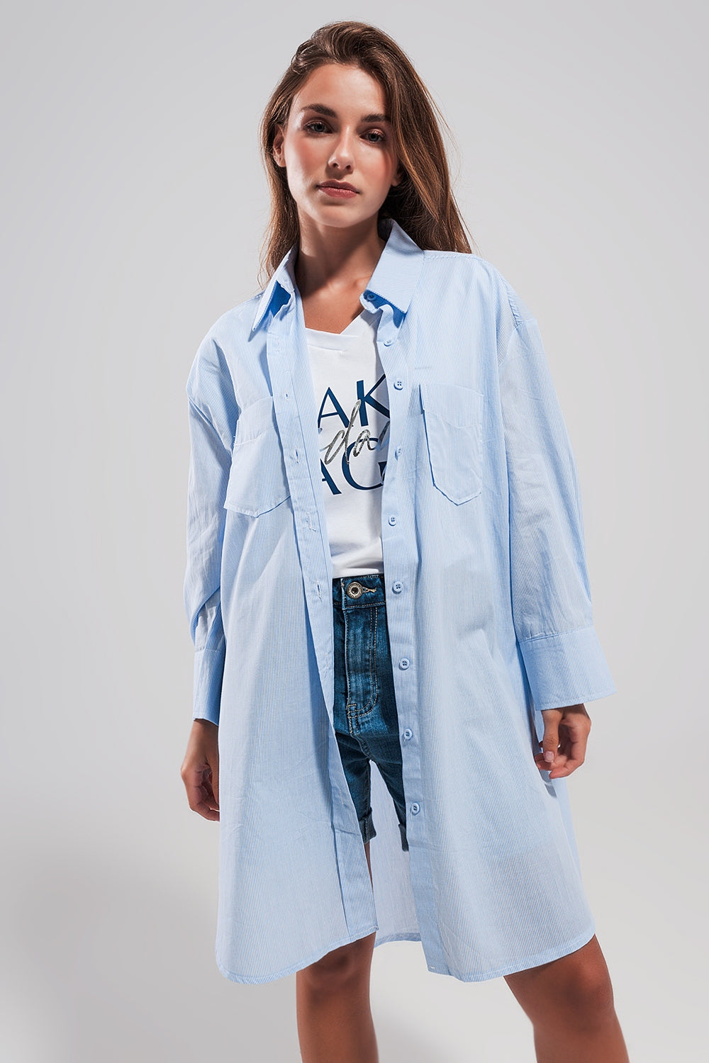 Camisa azul claro extragrande de algodón