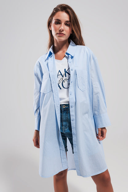 Camisa azul claro extragrande de algodón