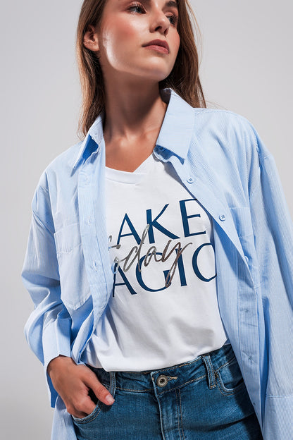 Camisa azul claro extragrande de algodón