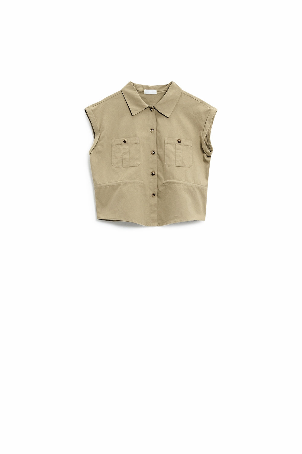 Camisa caqui abotonable con bolsillos en el pecho