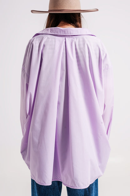 Camisa de popeline lila de corte amplio