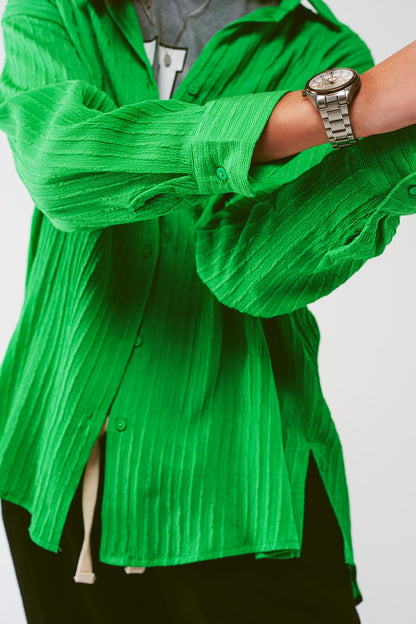 Camisa de rayas holgada en verde