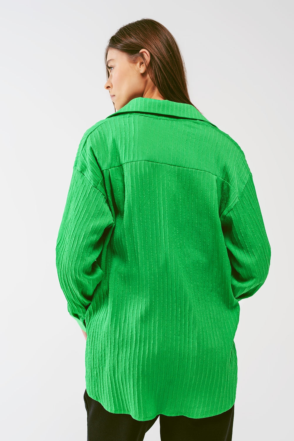 Camisa de rayas holgada en verde