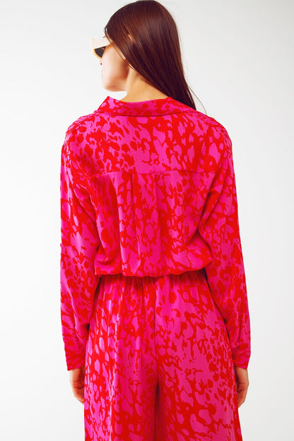 Camisa estampada animal en fucsia