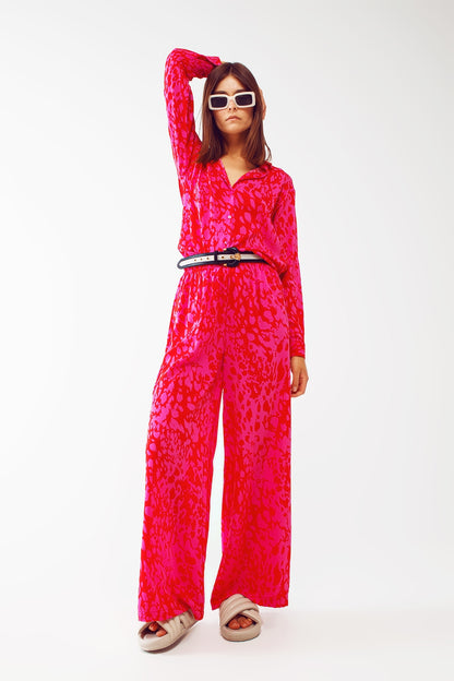 Camisa estampada animal en fucsia