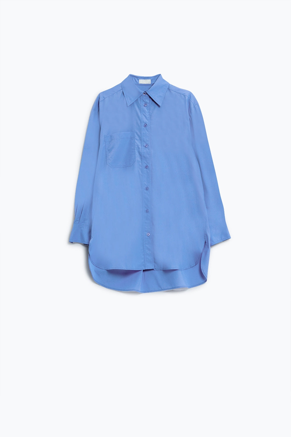 Camisa extragrande de talle alto y bajo en azul