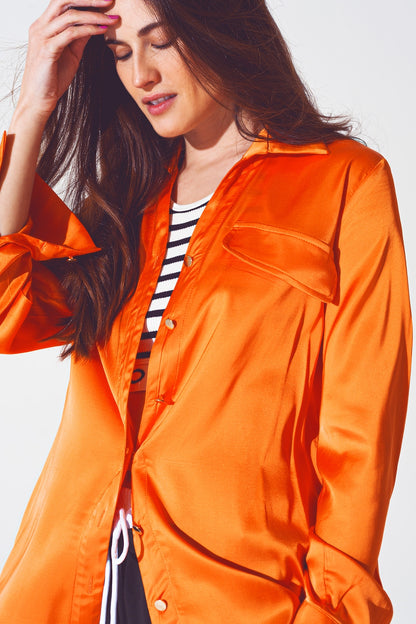 Camisa naranja intenso de rayon