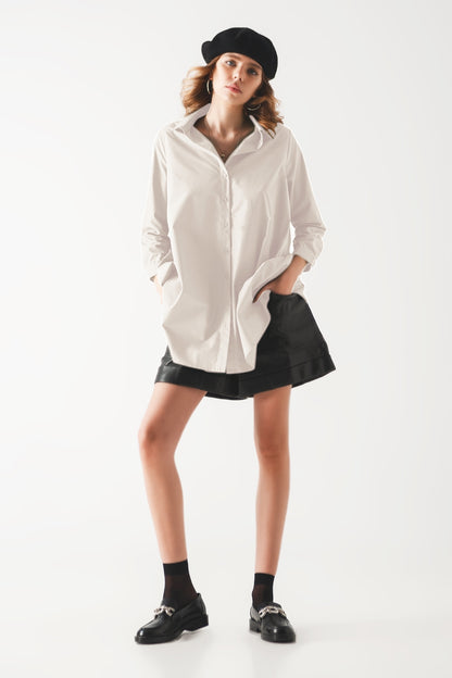 Camisa oversize de popelina en línea A en blanco