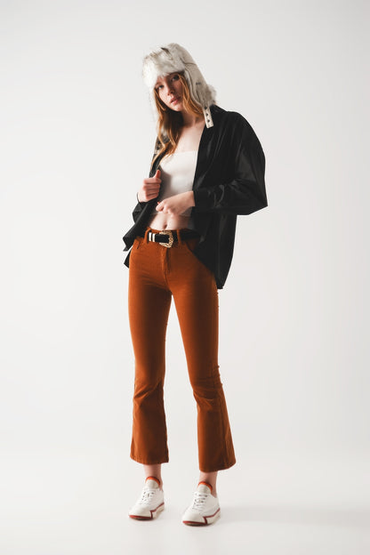 Camisa oversize en mezcla de algodón negra