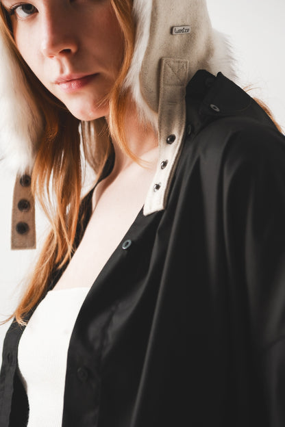 Camisa oversize en mezcla de algodón negra