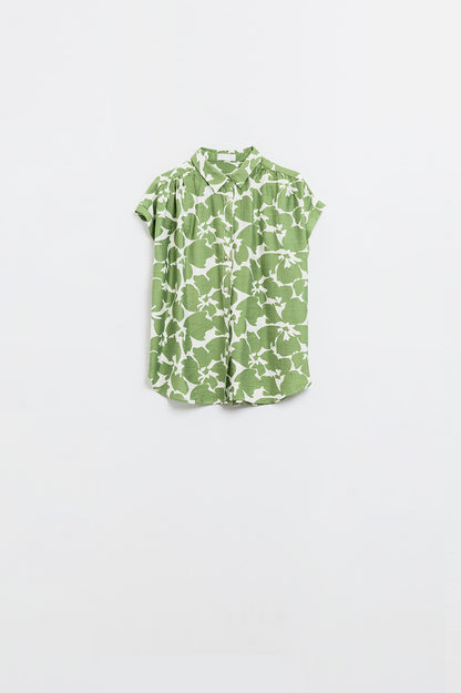 Camisa relajada con estampado floral en verde