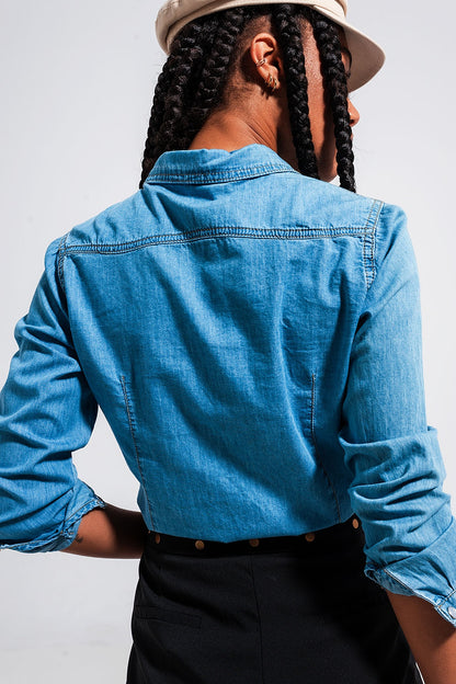 Camisa vaquera azul medio
