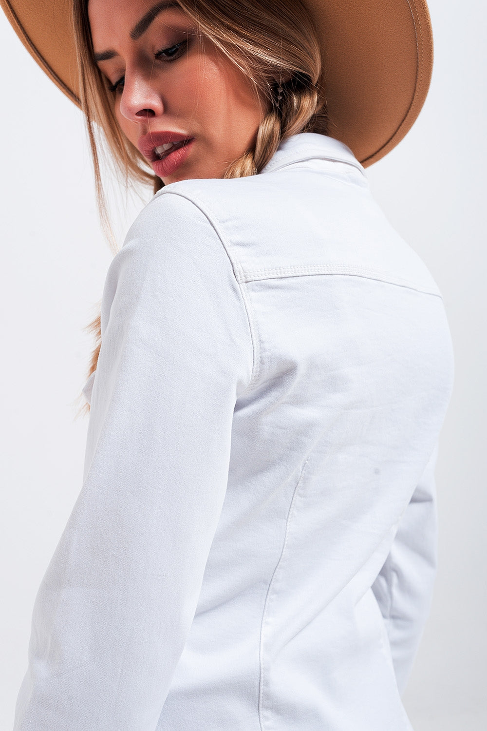 Camisa vaquera blanca de algodón