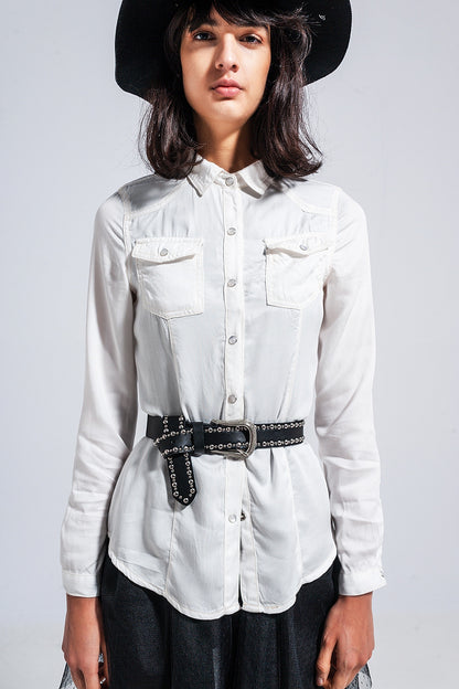 Camisa vaquera blanca de corte slim