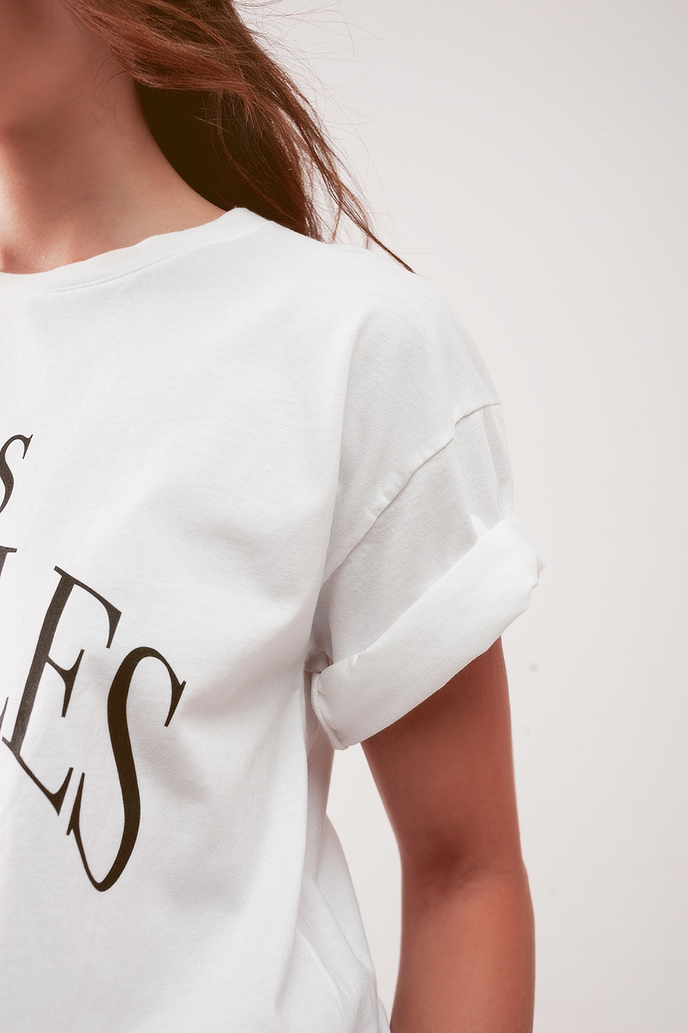 Camiseta blanca con texto estampado Los Angeles