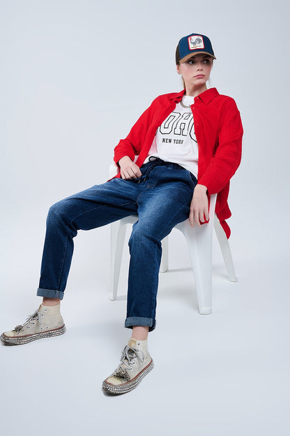 Camiseta blanca oversize con Soho New York en la parte delantera