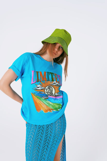 Camiseta con estampado gráfico limitaded en azul
