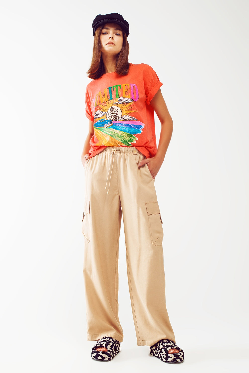 Camiseta con estampado gráfico Limited en naranja