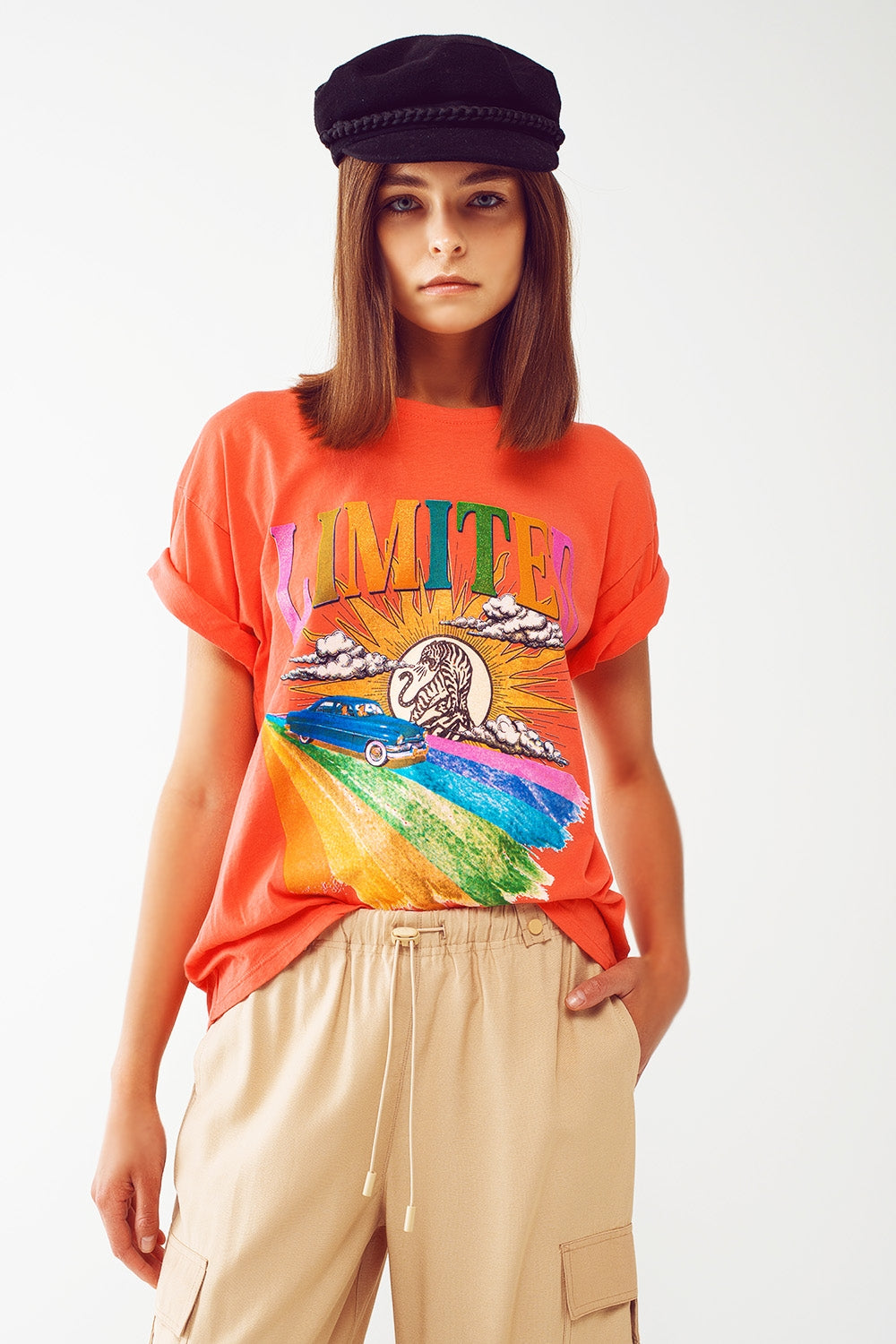 Camiseta con estampado gráfico Limited en naranja