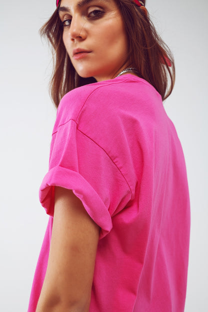 Camiseta con texto Dallas Texas en fucsia